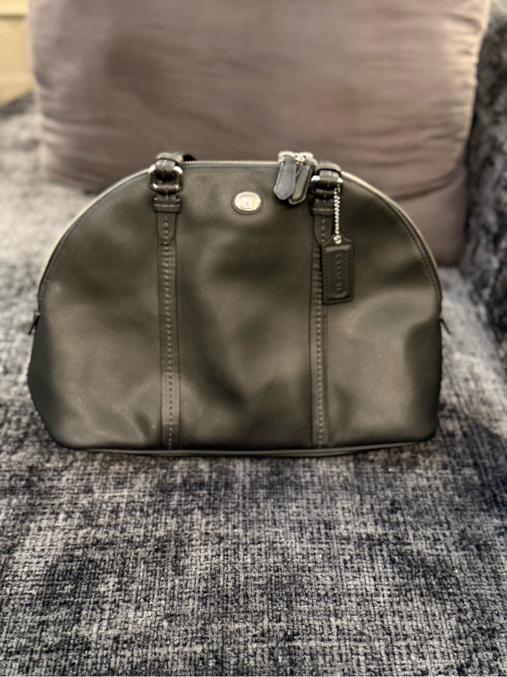 Coach Black Leather Dome Satchel